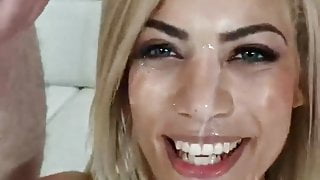 Blonde Bimbo Covered in Cum